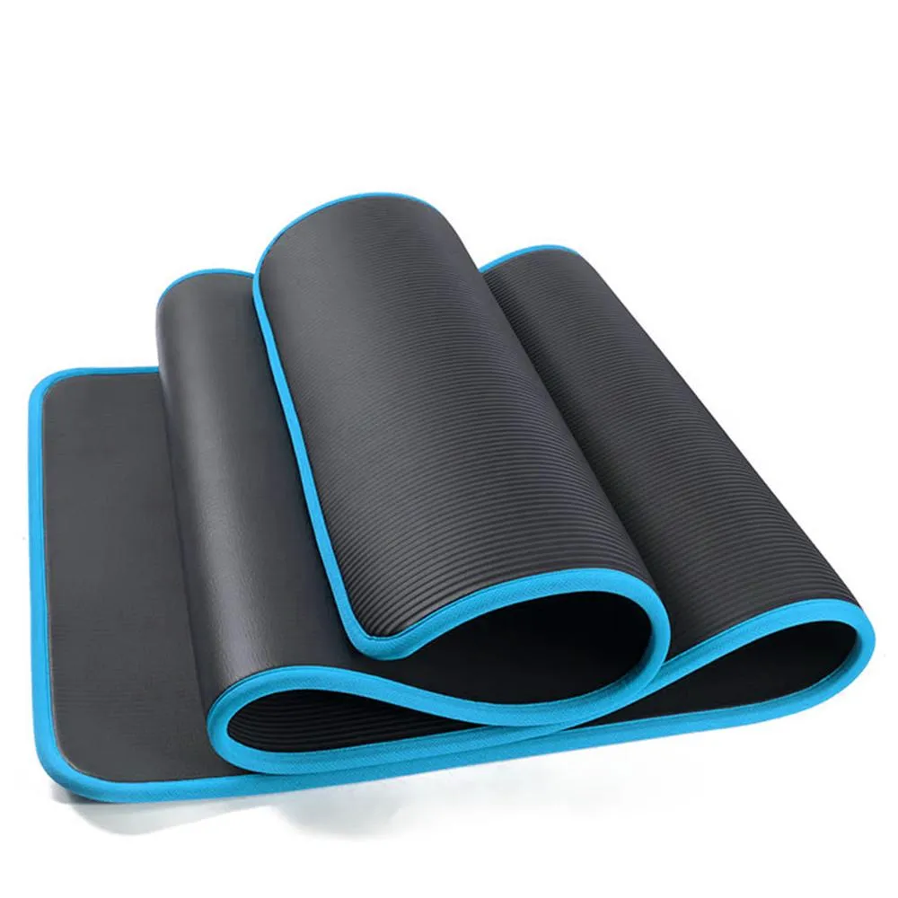 12mm NBR Trim Yoga Mats Thick Exercise Mat - Blue