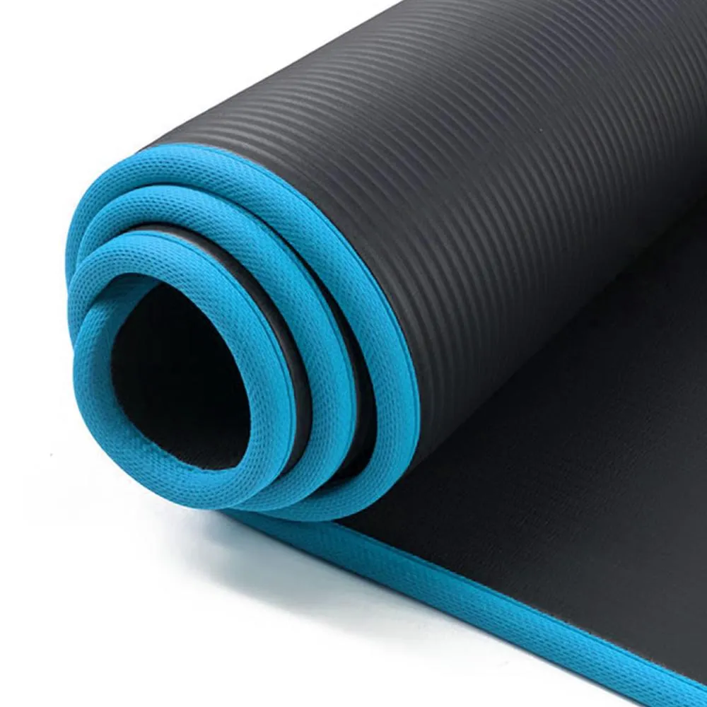 12mm NBR Trim Yoga Mats Thick Exercise Mat - Blue