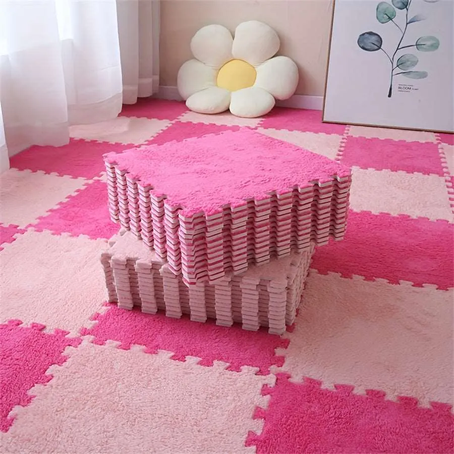 12pcs Interlocking Shaggy Velvet Mats Luxurious Comfort for any room