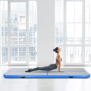 3m Gymnastics Mat Inflatable PVC Yoga Training Exercise Mat w/ Pump Blue