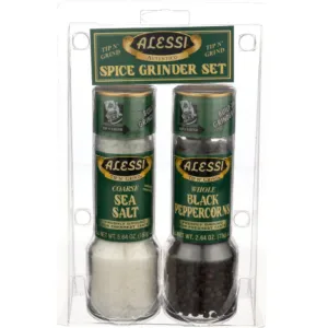 Alessi - Sea Salt & Black Peppercorn Grinder Set 2 Pc - Pack of 6