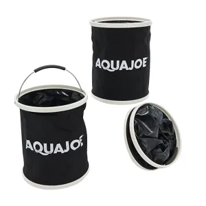 Aqua Joe AJ-FB3-BLK Portable Folding Buckets | Set of 3 | 3.4 Gallon (Black)