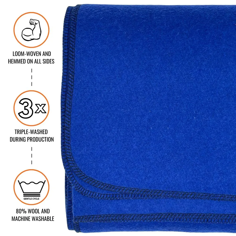 Arcturus Military Wool Blanket - Royal Blue | 4.5 lbs (64" x 88")