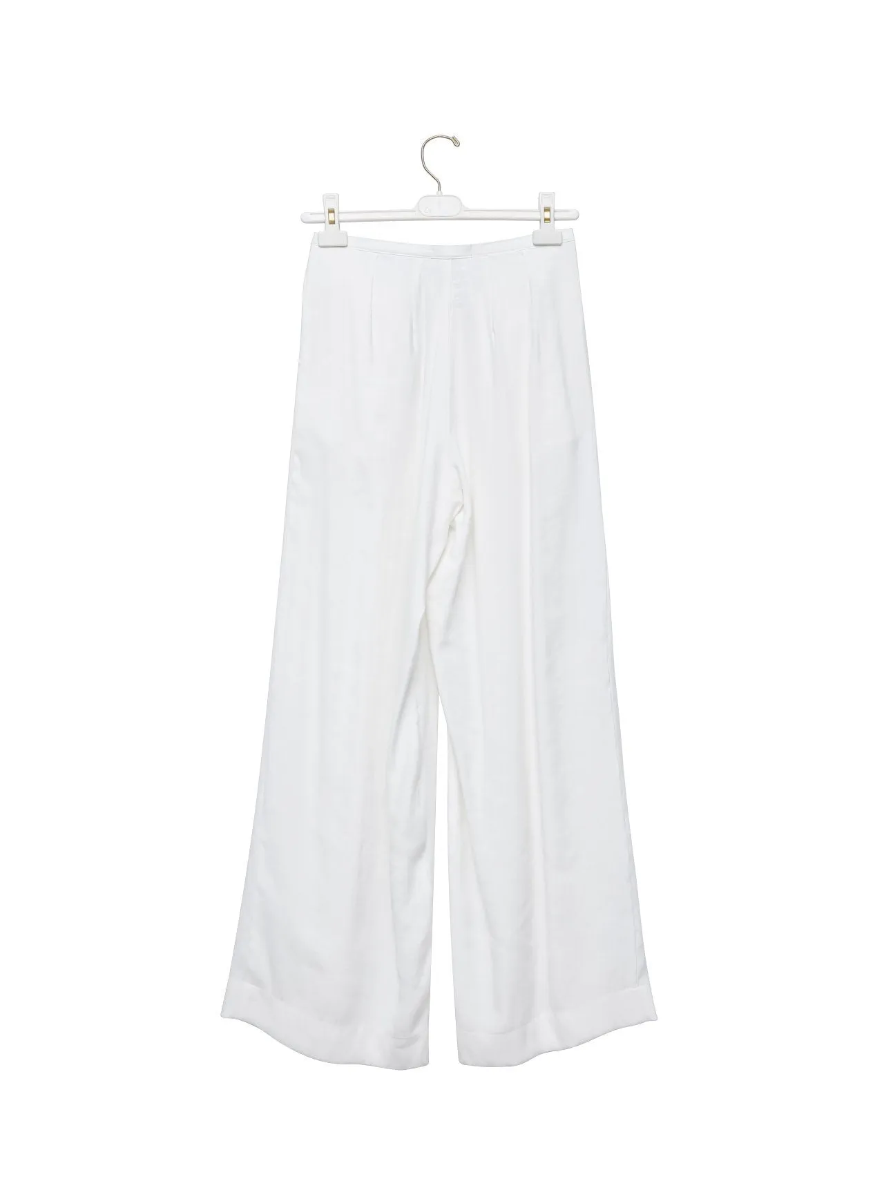 BAMBOO PIN TUCK PLEATED WIDE TROUSERS