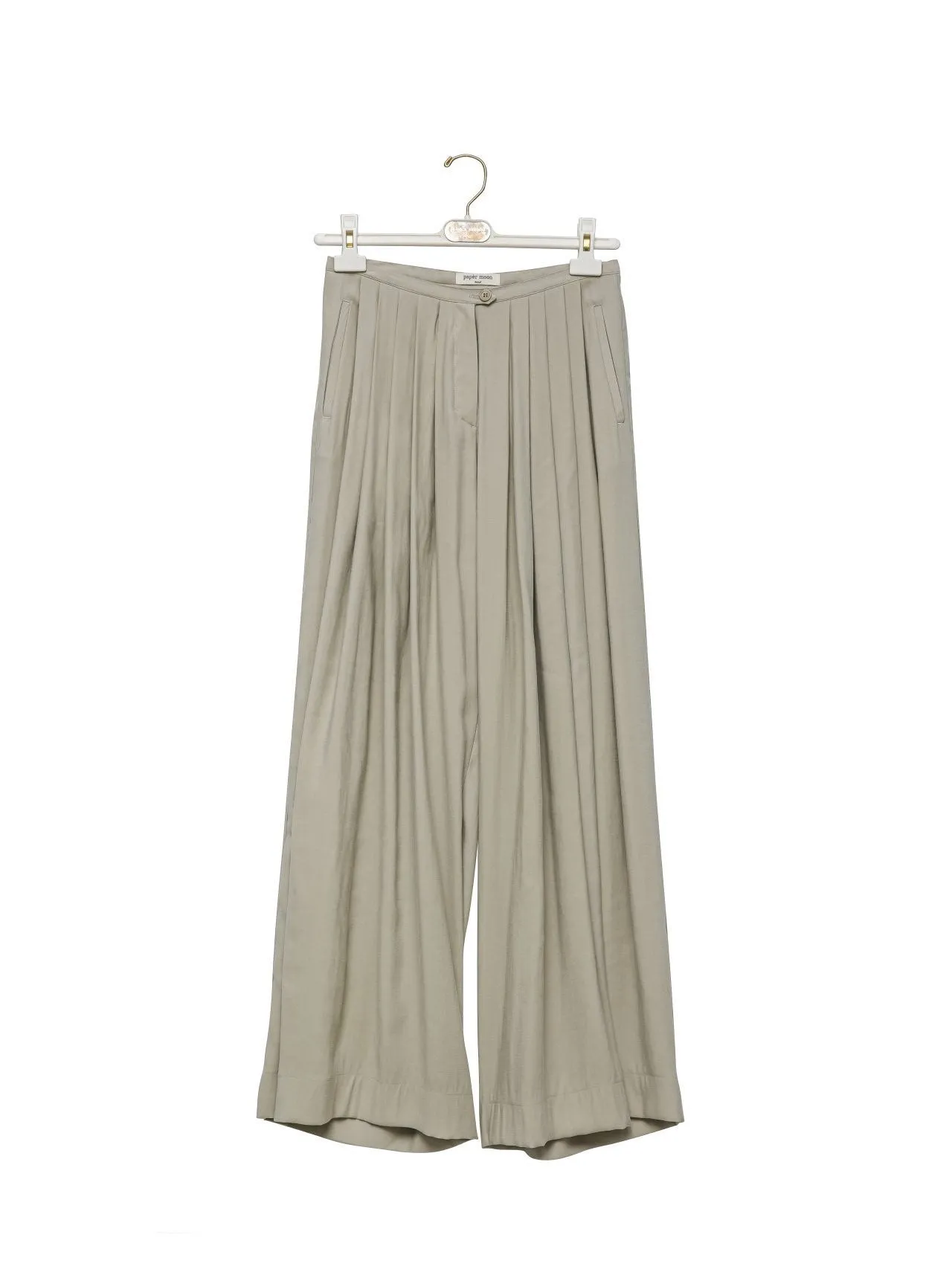 BAMBOO PIN TUCK PLEATED WIDE TROUSERS