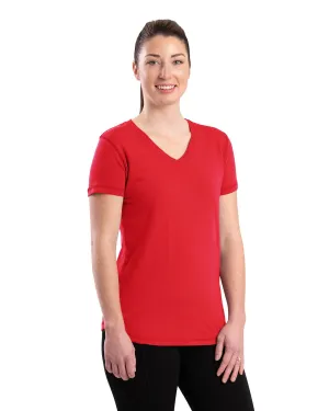 Berne Womens Performance V-Neck Tomato Cotton Blend S/S T-Shirt