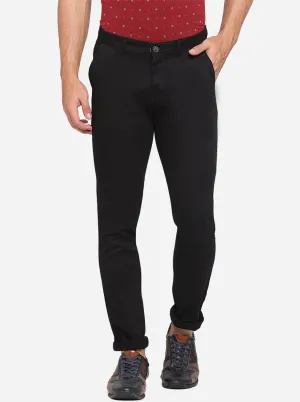 Black Solid Neo Fit Casual Trouser | Greenfibre