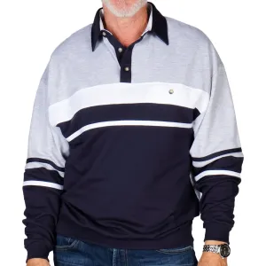 Classics By Palmland Horizontal Stripes Banded Bottom Shirt 6094-739 Navy - Big and Tall