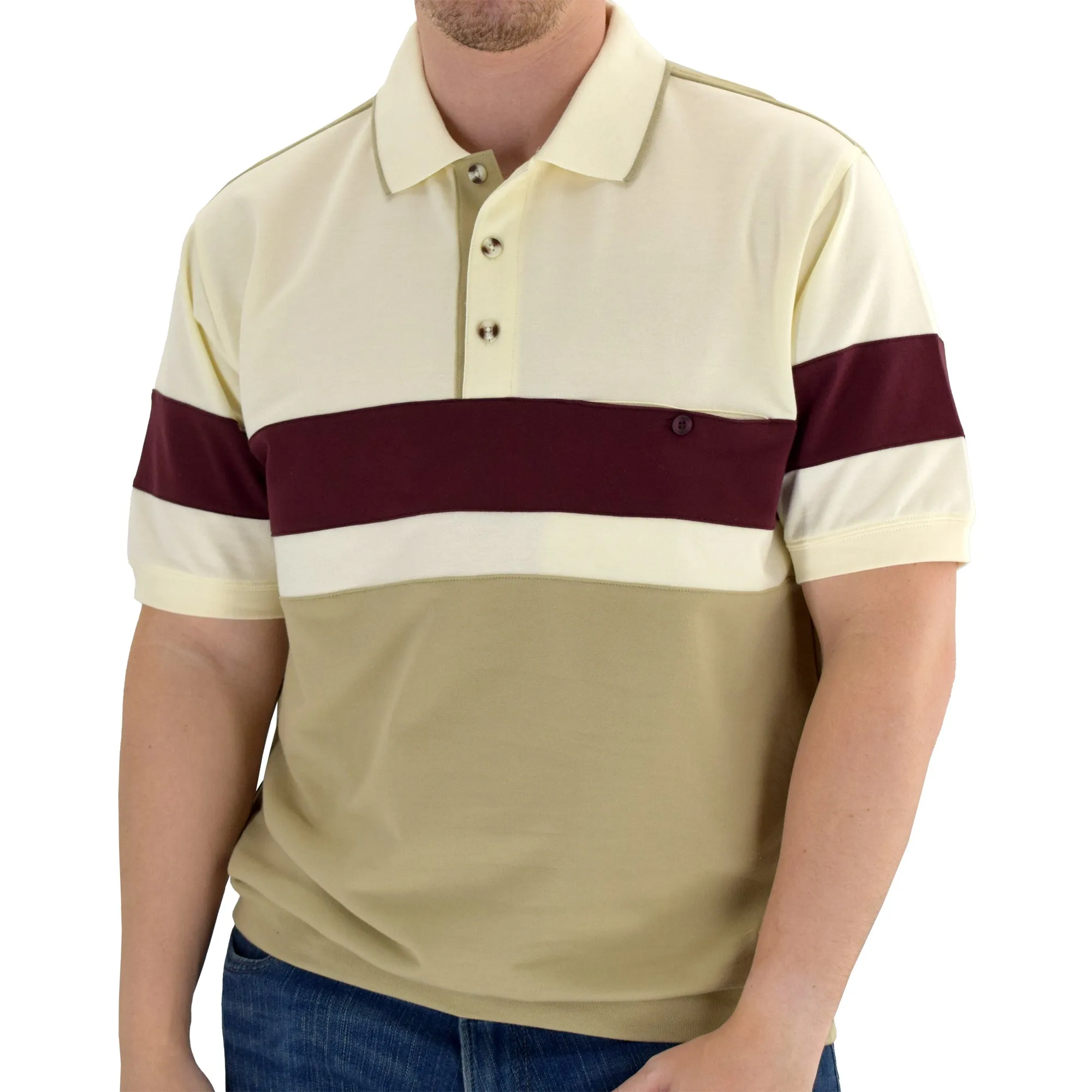 Classics by Palmland Short Sleeve Polo Shirt 6190-328 Big and Tall - Natural