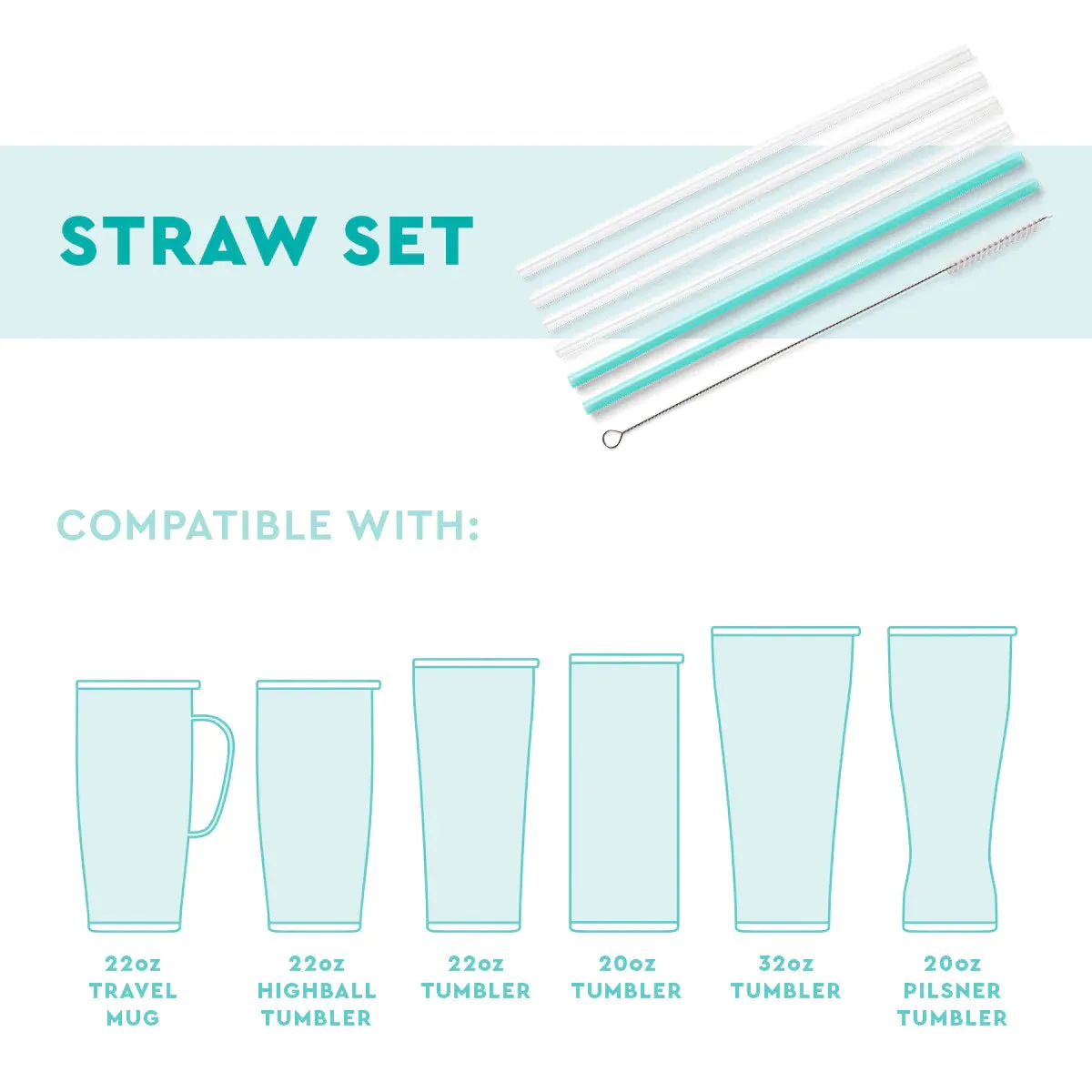 clear   aqua | tall reusable straws