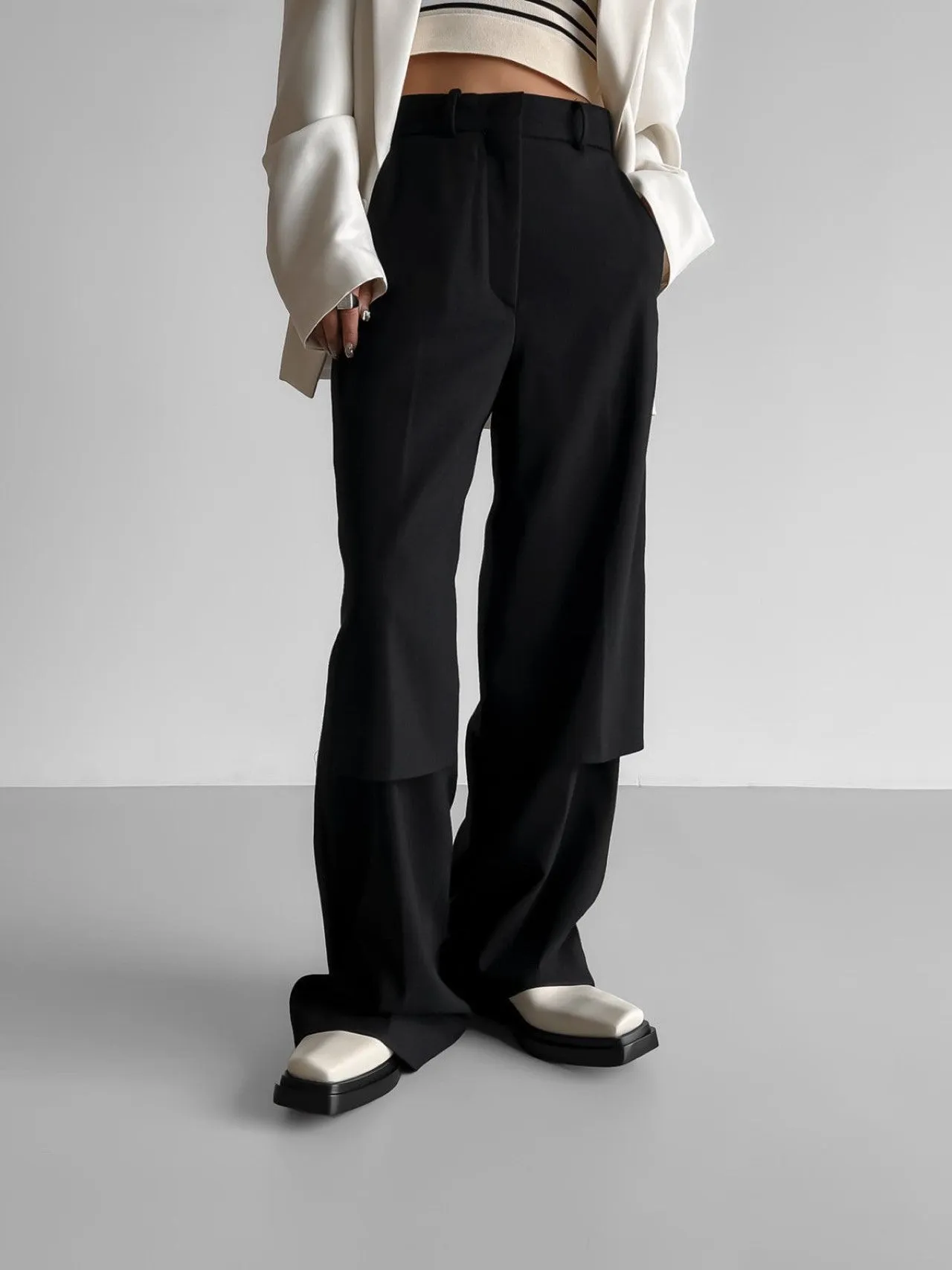 DOUBLE LAYERED MAXI LENGTH TROUSERS