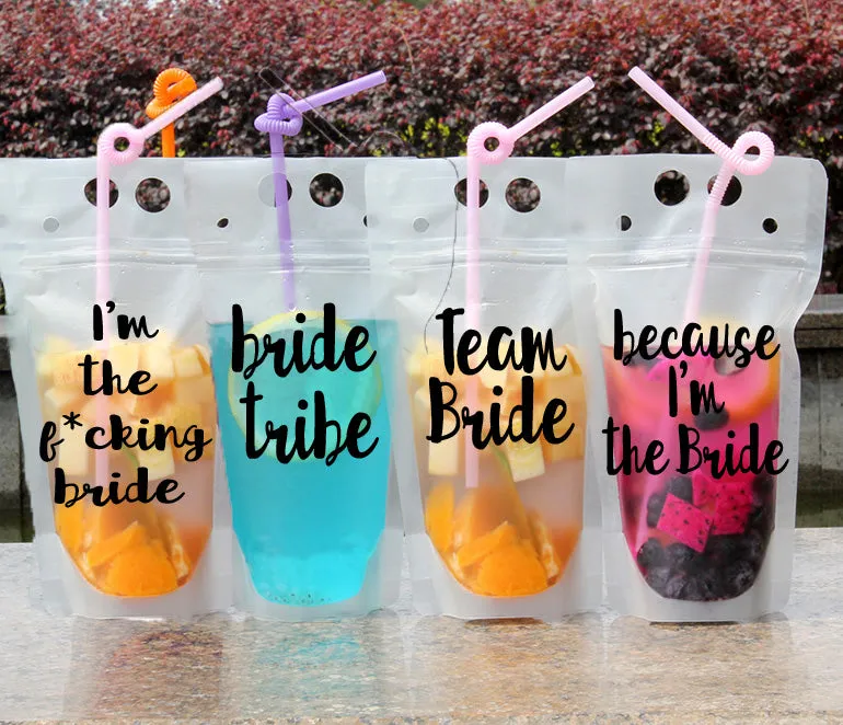 Drink Pouches with Funny Sayings Reusable Travel Flask with Plastic - More Sayings Available