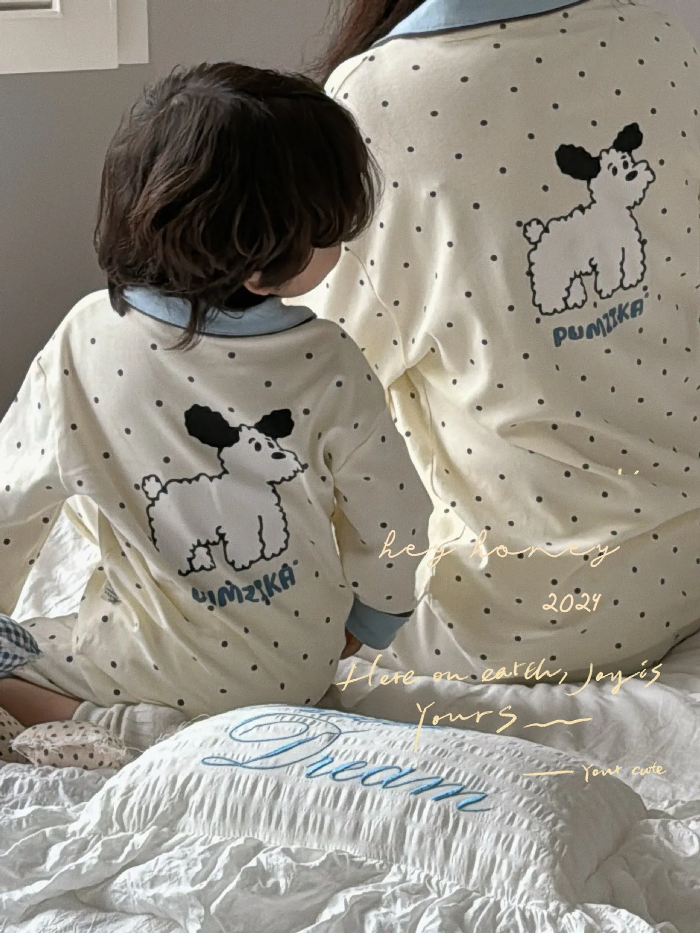 DXJ Family Matching Cotton Lapel Pyjamas Set