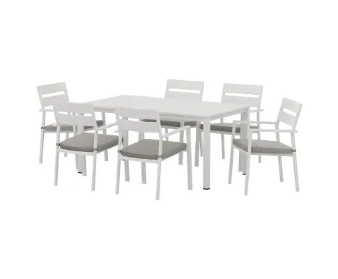 Gardeon Outdoor Dining Set 7 Piece Aluminum Table Chairs Setting White