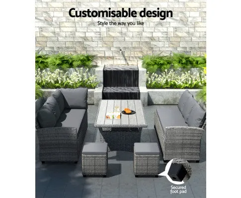 Gardeon Outdoor Dining Set Wicker Table Chairs Setting 8 Seater