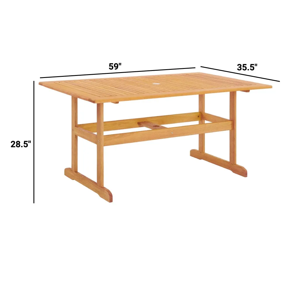 Hatteras Outdoor Patio Eucalyptus Wood Dining Table