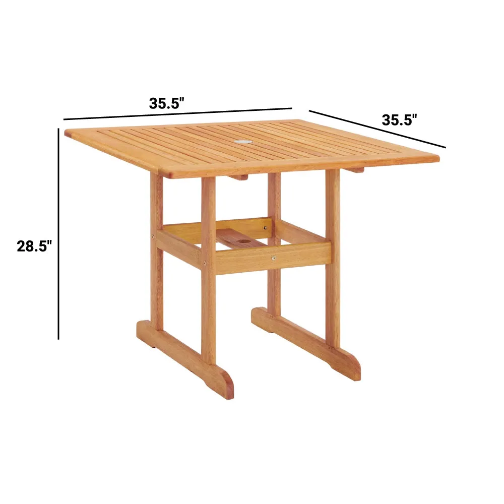 Hatteras Outdoor Patio Eucalyptus Wood Dining Table