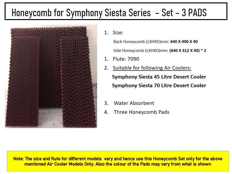 HAVAI Honeycomb Pad - Set of 3 - for Symphony Siesta 75 Litre Desert Cooler