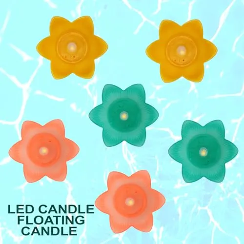 Kabello Sensor Water Floating Diyas Smokeless Flameless Candles for Pool Pond Water Bowl Festival Diwali Navratri Decoration Home Decor Items (Model 2 (Set of 12))