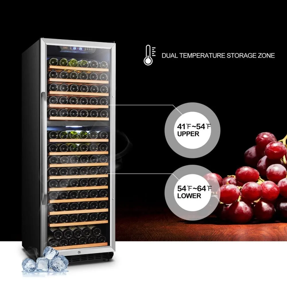 Lanbo 160 Bottles Dual Zone Stainless Steel Wine Coolers LW165D