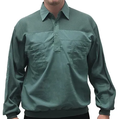 LD Sport Four Pocket Woven Long Sleeve Banded Bottom Big and Tall Shirt-Sage