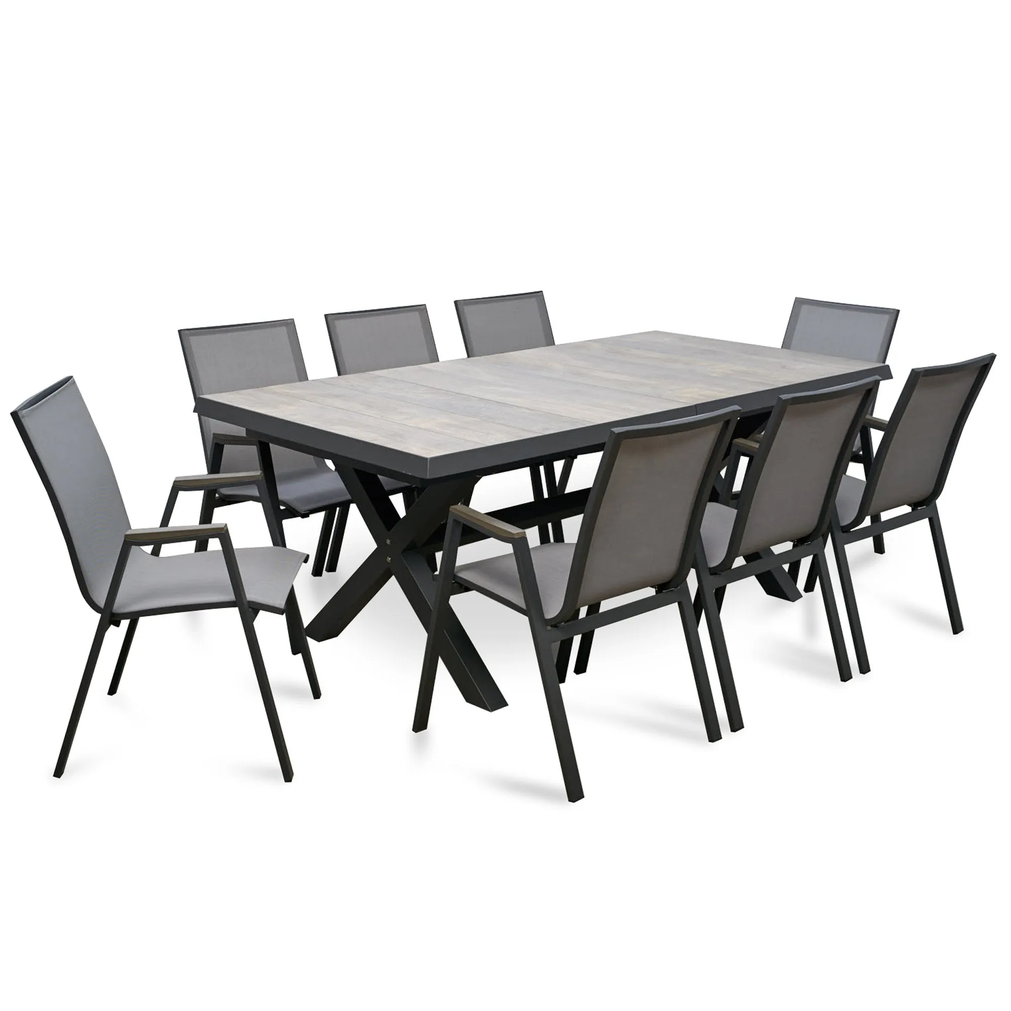 Memphis Extendable Ceramic Top Outdoor Dining Table - Grey