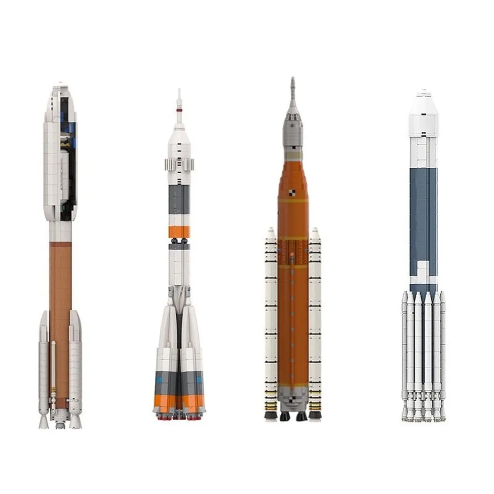 MOC NON  Delta IV Heavy With Parker Solar Probe Saturn V Scale Rocket Building Blocks Set Mars Exploration Vehicle  Toys