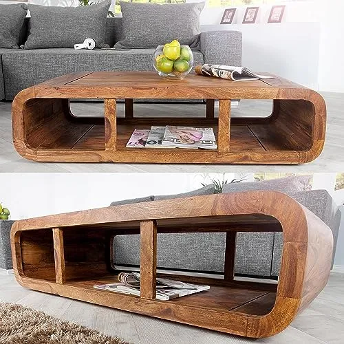 MODERN FURNITURE SHEESHAM Wood Center Coffee Table for Living Room Home with Storage | Tea Table Wooden | Center Table for Living Room - Natural Teak