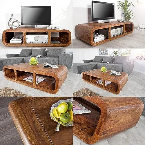 MODERN FURNITURE SHEESHAM Wood Center Coffee Table for Living Room Home with Storage | Tea Table Wooden | Center Table for Living Room - Natural Teak