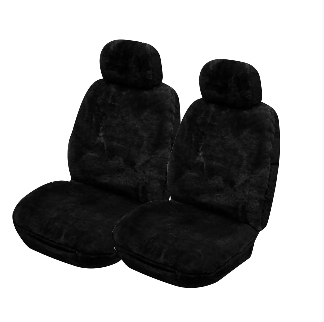 My Car Downunder 16mm Thick Sheepskin Front Seat Covers, Universal Size 30 - Black - SDOWA3004