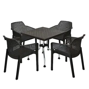 Nilkamal Orchid Square-Shape Plastic Dining Set for Indoor & Outdoor, Home, Office, Restaurants, 74 Centimeters