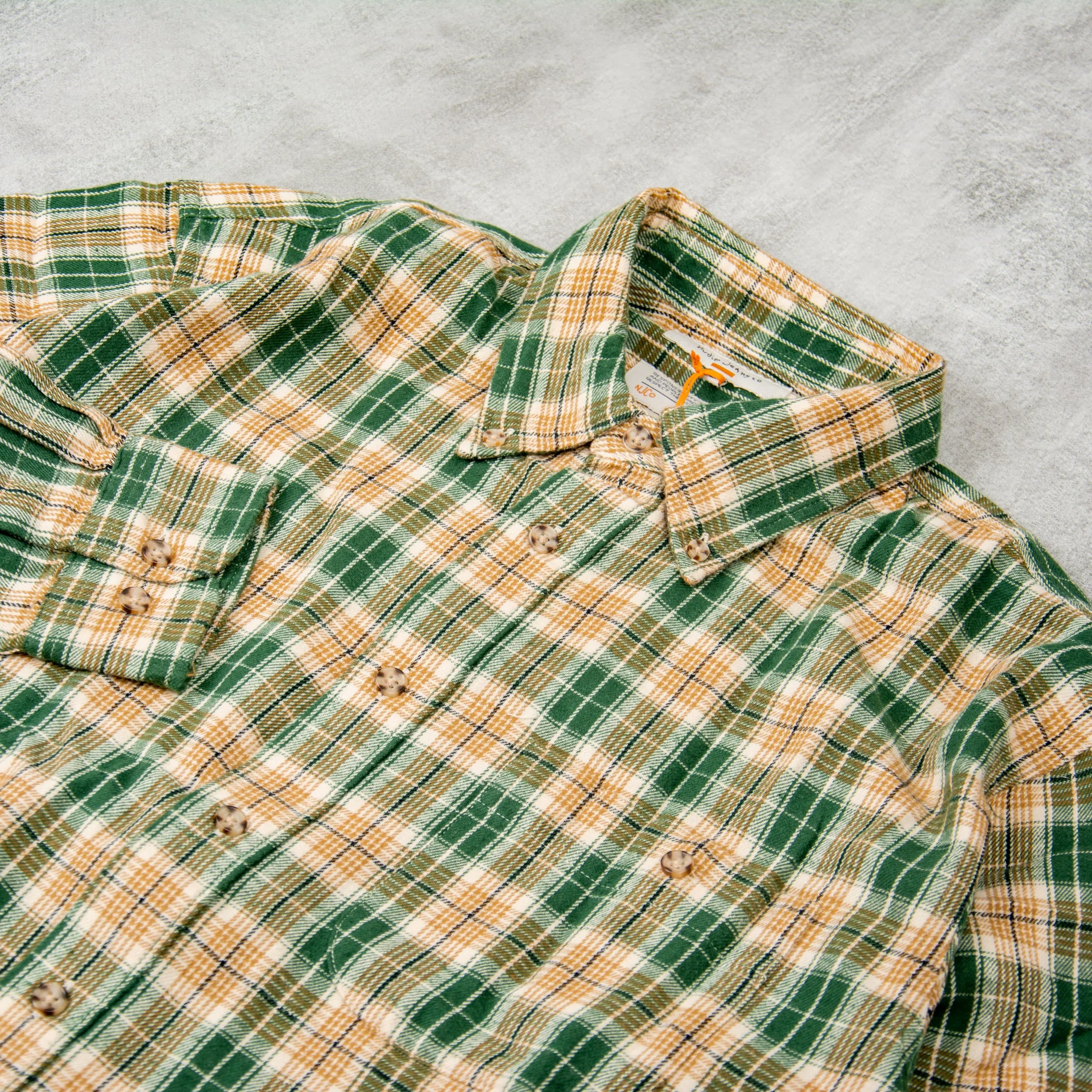 Nudie Julian Farmers Check Shirt - Racing Green