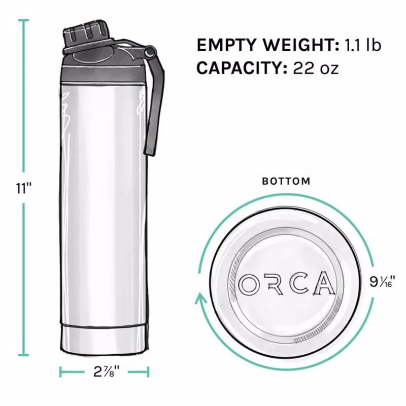 ORCA 22 oz Pearl/White/Gray BPA Free Hydration Bottle W/Smart Lid