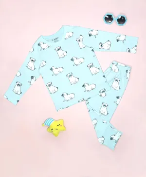 Pug Dog Pattern Full Sleeves T-Shirt & Pajama Set