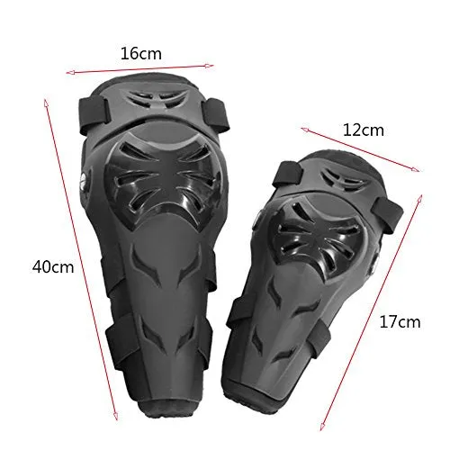 Qiilu 4Pcs Motorcycle Motocross Cycling Elbow Knee Pads Protector Guard Armors Wrist Protective Kneecap Knee Shin Brace Adult Set Black[Black]