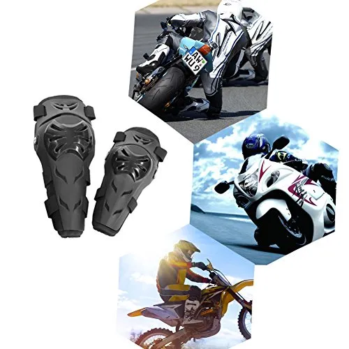 Qiilu 4Pcs Motorcycle Motocross Cycling Elbow Knee Pads Protector Guard Armors Wrist Protective Kneecap Knee Shin Brace Adult Set Black[Black]