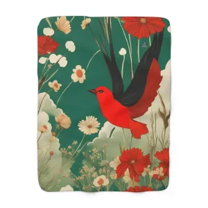 Red Bird, Sherpa Fleece Blanket for Cozy Warmth, 50"x60"