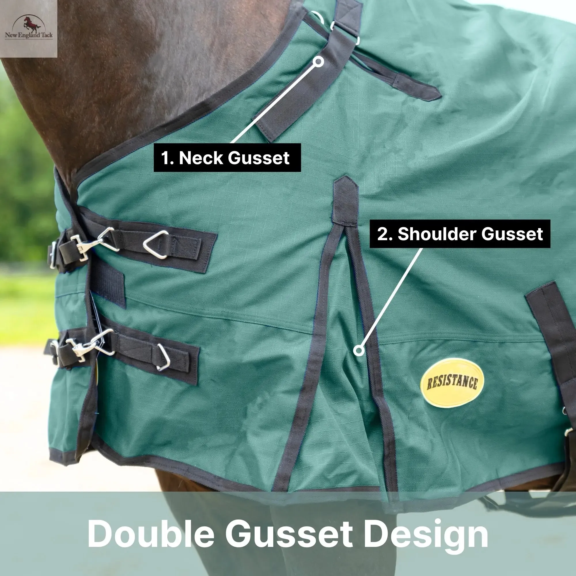 Resistance Premium 1200 Denier Waterproof Horse Turnout Blanket - 300 Grams Fill