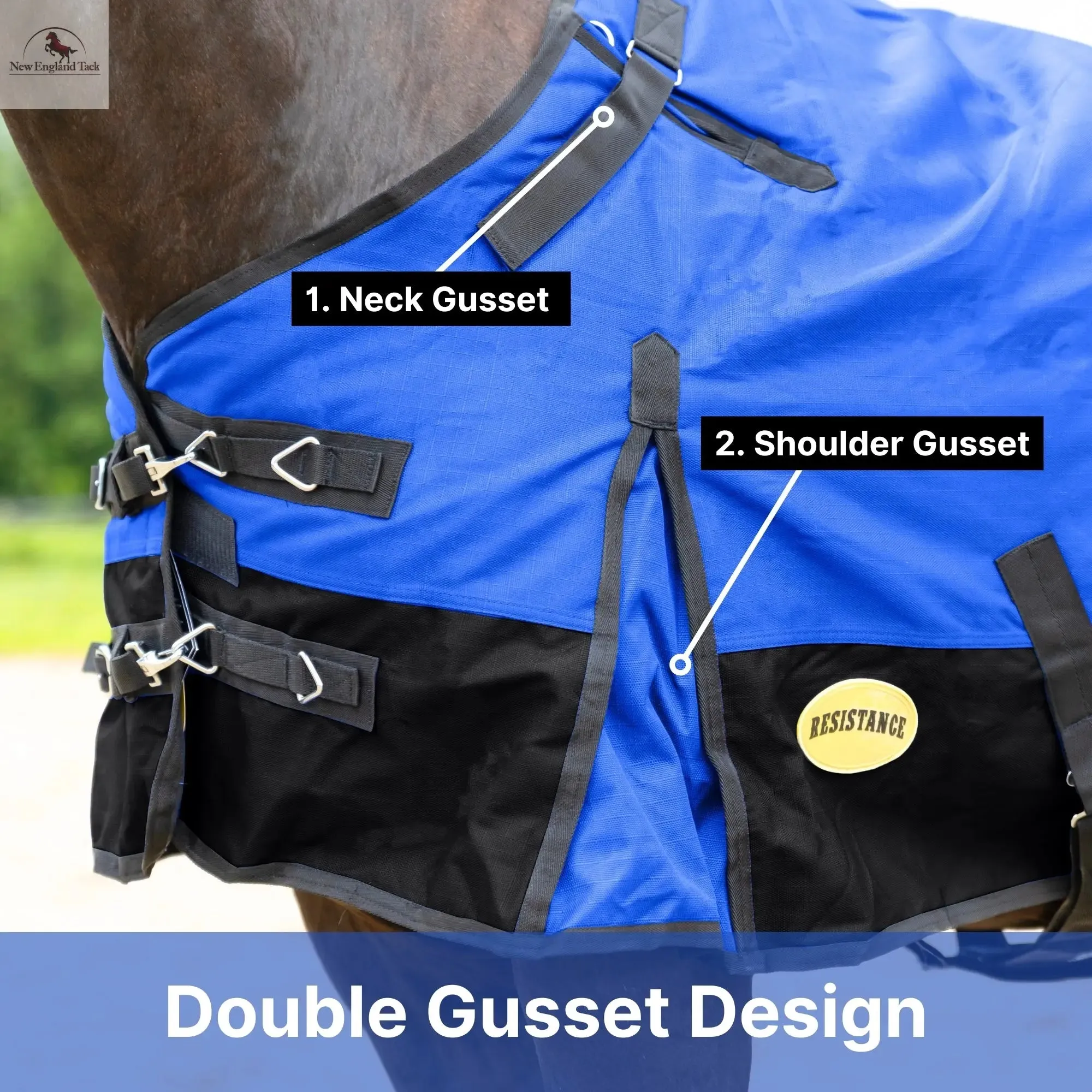 Resistance Premium 1200 Denier Waterproof Horse Turnout Blanket - 300 Grams Fill