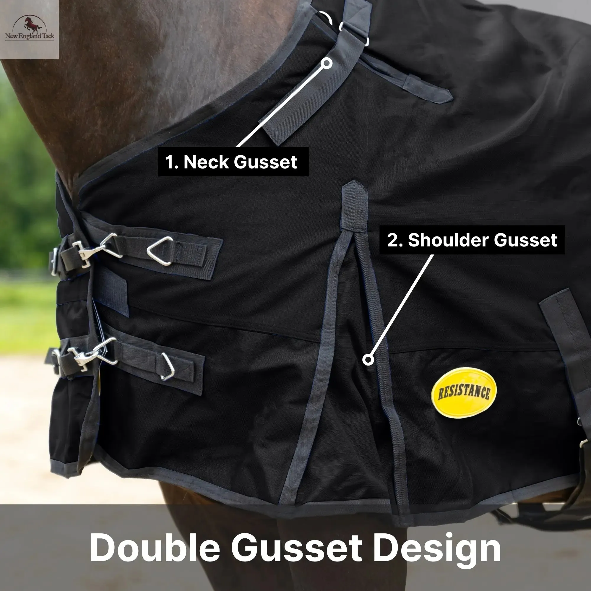 Resistance Premium 1200 Denier Waterproof Horse Turnout Blanket - 300 Grams Fill