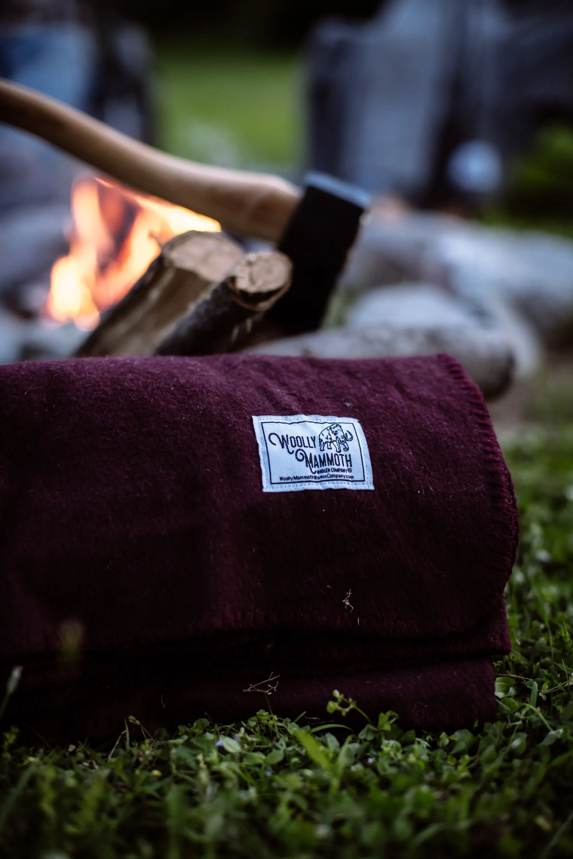 Rugged Burgundy Wool Camping Blanket