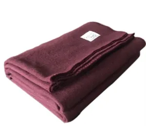 Rugged Burgundy Wool Camping Blanket