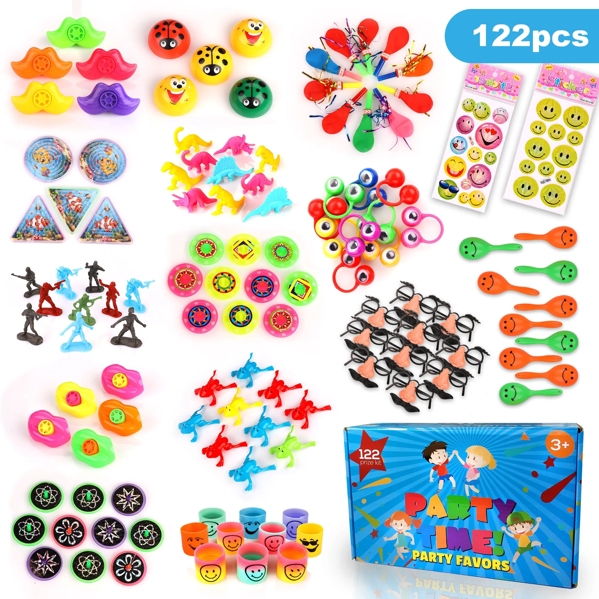 S SWIRLLINE Party Favors Kids Pinata Filler- 122 PCS Carnival Prizes Toys Bulk Assortment - Boys Girls Birthday Easter Egg Filler - Treasure Box Chest