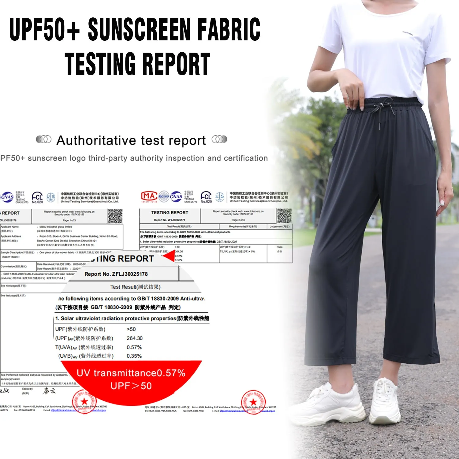 Sidiou Group Anniou UPF50  UV Protection Wide Leg Cropped Trousers Women Summer Quick Dry Pants Lightweight Loose Elastic Ice Silk Wide Leg Pants