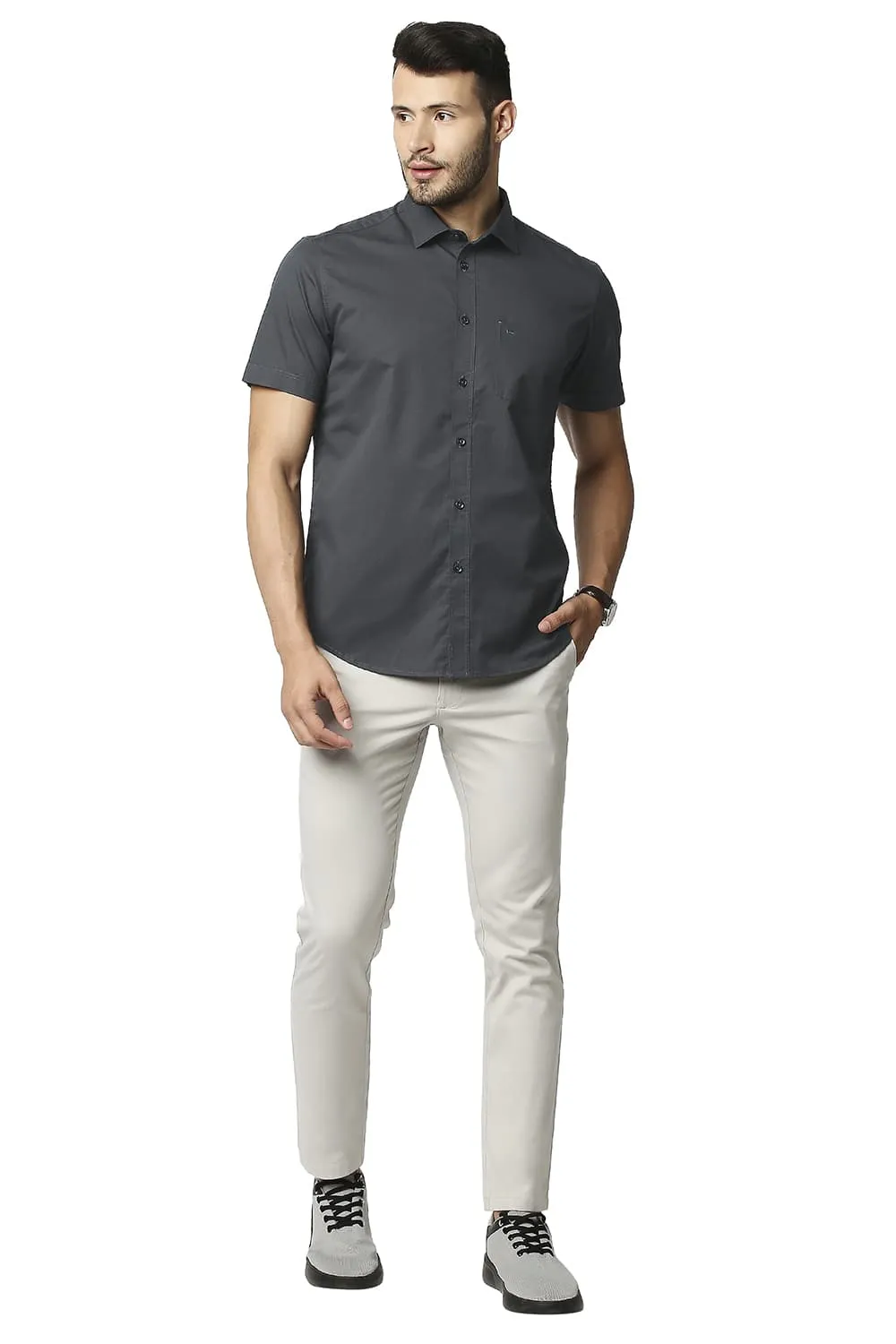 Slim Fit Twill Halfsleeves Shirt