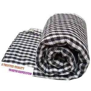 Sparsh Handloom Cotton 150 TC Blanket (Standard_Black And White)