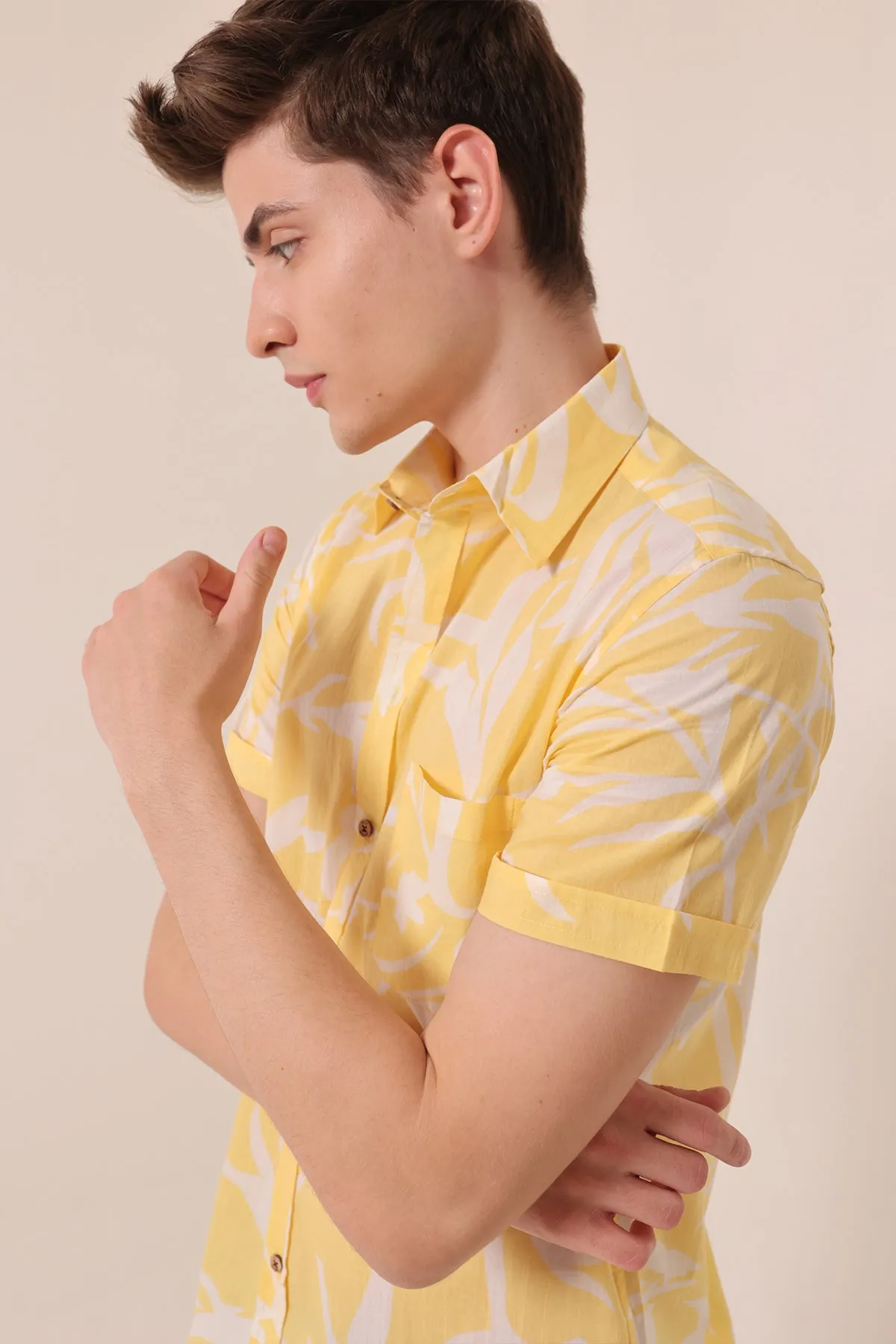 Tuscan Sun  print cotton shirt half sleeves | Style Matters