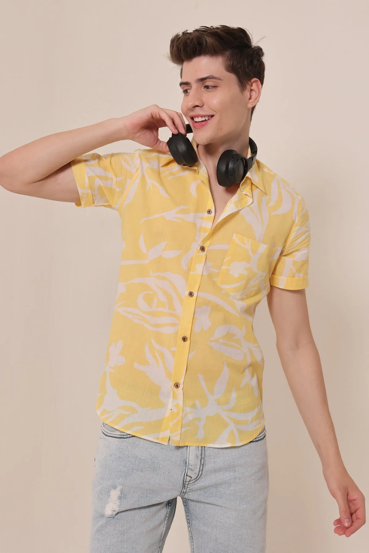 Tuscan Sun  print cotton shirt half sleeves | Style Matters